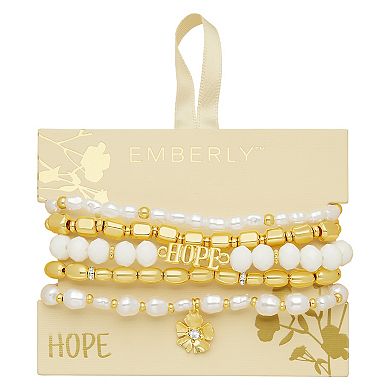 Emberly Gold Tone "HOPE" Beaded Stretch Bracelet Set
