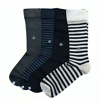 Men’s Viscose Crew Dress Socks Breathable, Soft & Silky Comfort - 4 Pair Boxed Set