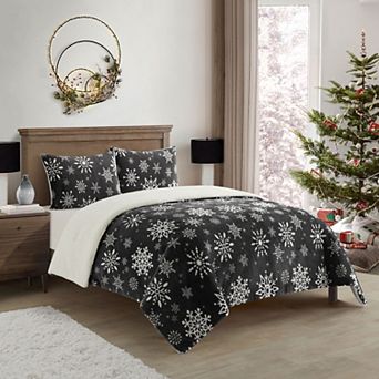 Nanshing Snowflakes 3 pc Sherpa Comforter Set with Shams