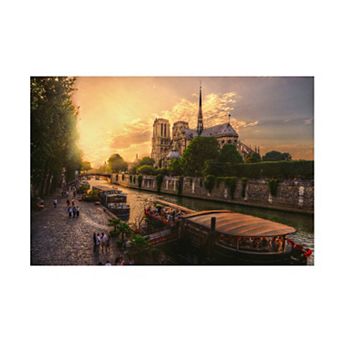 Trademark Fine Art Mohamed Kazzaz Cathedral Notre Dame De Paris Canvas Art - 24 x 16 in
