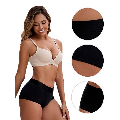 3 Packs Women's High Waist Tummy Control Elastic Waistband Comfortable Boyshorts