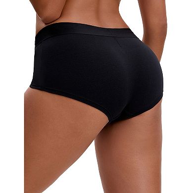 3 Packs Women's High Waist Tummy Control Elastic Waistband Comfortable Boyshorts
