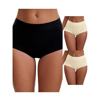 3 Packs Women's High Waist Tummy Control Elastic Waistband Comfortable Boyshorts