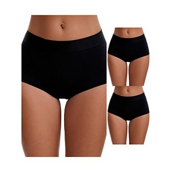 3 Packs Women's High Waist Tummy Control Elastic Waistband Comfortable Boyshorts