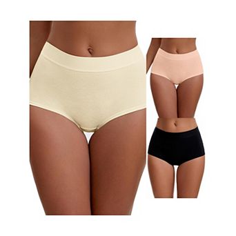 3 Packs Women's High Waist Tummy Control Elastic Waistband Comfortable Boyshorts