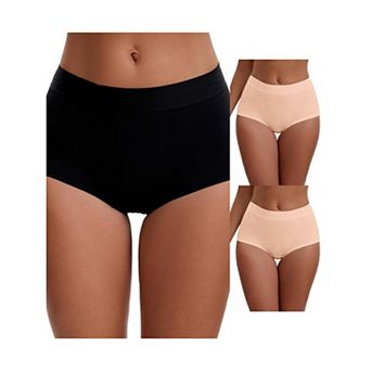 3 Packs Women's High Waist Tummy Control Elastic Waistband Comfortable Boyshorts