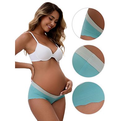 3 Packs Women's Low Waist Ice Silk Seamless Maternity Briefs Pregnancy Under the Bump Underwears