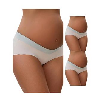 3 Packs Women's Low Waist Ice Silk Seamless Maternity Briefs Pregnancy Under the Bump Underwears