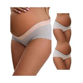 3 Packs Women's Low Waist Ice Silk Seamless Maternity Briefs Pregnancy Under the Bump Underwears