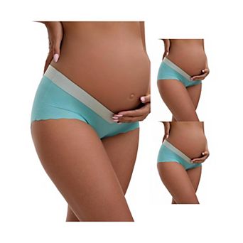 3 Packs Women's Low Waist Ice Silk Seamless Maternity Briefs Pregnancy Under the Bump Underwears