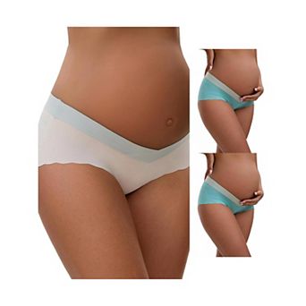 3 Packs Women's Low Waist Ice Silk Seamless Maternity Briefs Pregnancy Under the Bump Underwears
