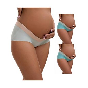 3 Packs Women's Low Waist Ice Silk Seamless Maternity Briefs Pregnancy Under the Bump Underwears