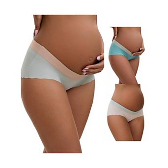 3 Packs Women's Low Waist Ice Silk Seamless Maternity Briefs Pregnancy Under the Bump Underwears