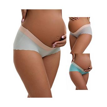 3 Packs Women's Low Waist Ice Silk Seamless Maternity Briefs Pregnancy Under the Bump Underwears