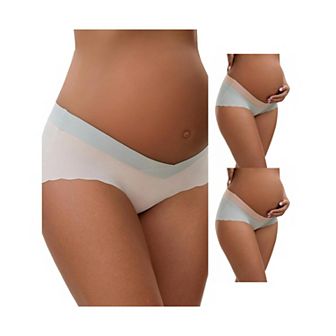 3 Packs Women's Low Waist Ice Silk Seamless Maternity Briefs Pregnancy Under the Bump Underwears