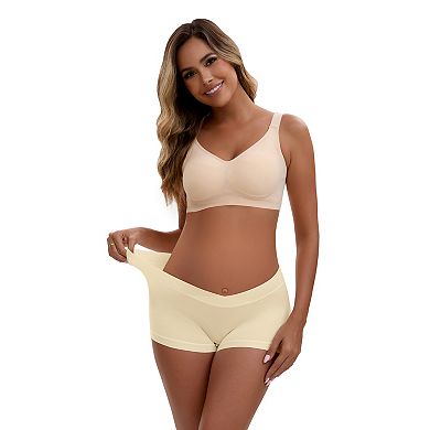 3 Packs Women's Low Waist Under the Bump Maternity BoyShorts Pregnancy Seamless Ladies Panties