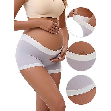 3 Packs Women's Low Waist Under the Bump Maternity BoyShorts Pregnancy Seamless Ladies Panties