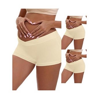 3 Packs Women's Low Waist Under the Bump Maternity BoyShorts Pregnancy Seamless Ladies Panties