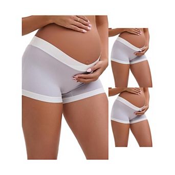 3 Packs Women's Low Waist Under the Bump Maternity BoyShorts Pregnancy Seamless Ladies Panties