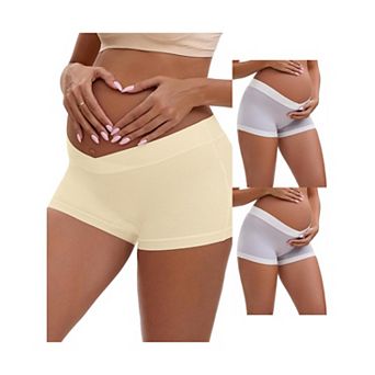 3 Packs Women's Low Waist Under the Bump Maternity BoyShorts Pregnancy Seamless Ladies Panties