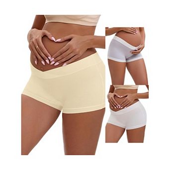 3 Packs Women's Low Waist Under the Bump Maternity BoyShorts Pregnancy Seamless Ladies Panties