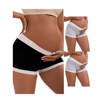 3 Packs Women's Low Waist Under the Bump Maternity BoyShorts Pregnancy Seamless Ladies Panties
