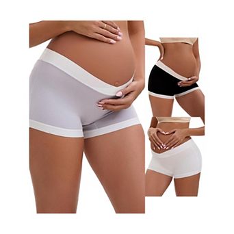 3 Packs Women's Low Waist Under the Bump Maternity BoyShorts Pregnancy Seamless Ladies Panties