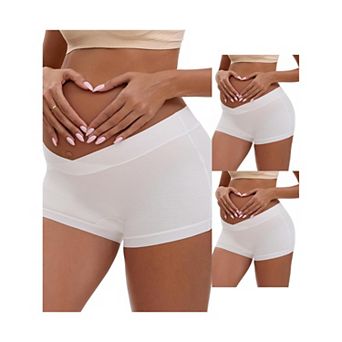 3 Packs Women's Low Waist Under the Bump Maternity BoyShorts Pregnancy Seamless Ladies Panties