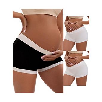 3 Packs Women's Low Waist Under the Bump Maternity BoyShorts Pregnancy Seamless Ladies Panties