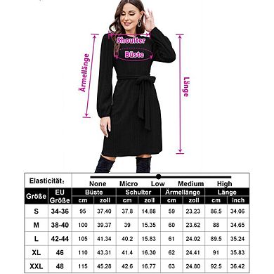 Women Casual Dresses Long Sleeve Ribbed Belted Dresses Bodycon Ribbed Knit Dress with Belt
