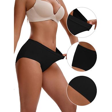 3 Packs Women's Mid-Waisted Loose Elastic Waistband Full Coverage Comfortable Classic Briefs