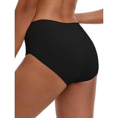 3 Packs Women's Mid-Waisted Loose Elastic Waistband Full Coverage Comfortable Classic Briefs