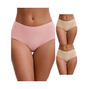 3 Packs Women's Mid-Waisted Loose Elastic Waistband Full Coverage Comfortable Classic Briefs