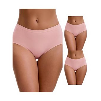 3 Packs Women's Mid-Waisted Loose Elastic Waistband Full Coverage Comfortable Classic Briefs