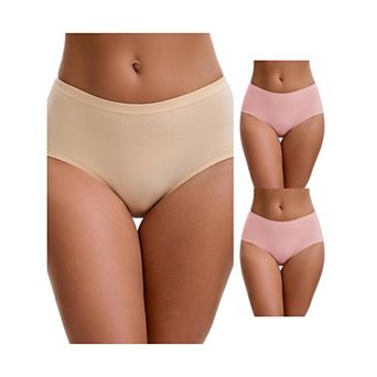 3 Packs Women's Mid-Waisted Loose Elastic Waistband Full Coverage Comfortable Classic Briefs