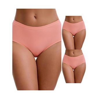 3 Packs Women's Mid-Waisted Loose Elastic Waistband Full Coverage Comfortable Classic Briefs