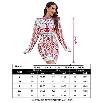 Women's Ugly Christmas Sweater Round Neck Long Sleeve Slim Mini Dress
