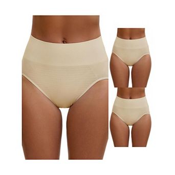 3 Packs Women's High Waist Tummy Slimming Elastic Waistband Briefs Hi-Cut Hip Lifter Underwears
