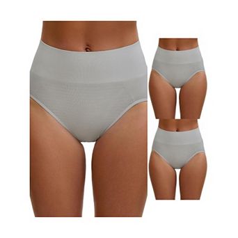 3 Packs Women's High Waist Tummy Slimming Elastic Waistband Briefs Hi-Cut Hip Lifter Underwears