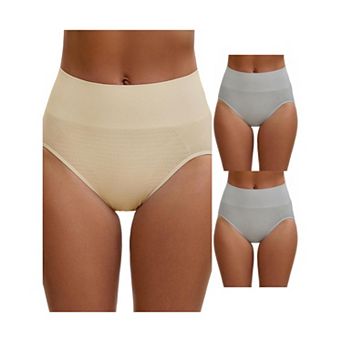 3 Packs Women's High Waist Tummy Slimming Elastic Waistband Briefs Hi-Cut Hip Lifter Underwears