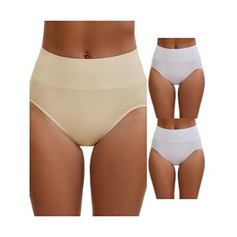 3 Packs Women's High Waist Tummy Slimming Elastic Waistband Briefs Hi-Cut Hip Lifter Underwears