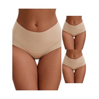 3 Packs Women's High Waist Tummy Control Full Coverage Briefs Breathable and Comfortable Panties