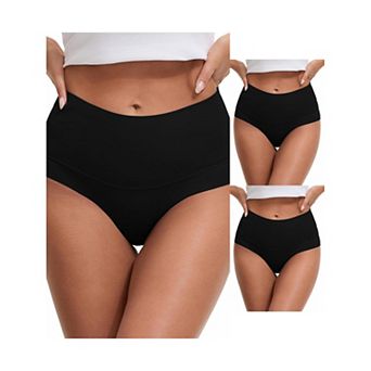 3 Packs Women's High Waist Tummy Control Full Coverage Briefs Breathable and Comfortable Panties
