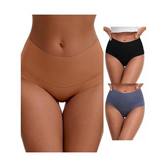 3 Packs Women's High Waist Tummy Control Full Coverage Briefs Breathable and Comfortable Panties