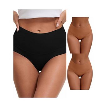 3 Packs Women's High Waist Tummy Control Full Coverage Briefs Breathable and Comfortable Panties