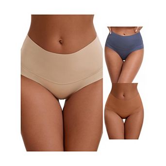 3 Packs Women's High Waist Tummy Control Full Coverage Briefs Breathable and Comfortable Panties