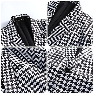 Men's Classic Fit Plaid Notch Lapel Two-Button Blazer