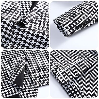 Men's Classic Fit Plaid Notch Lapel Two-Button Blazer