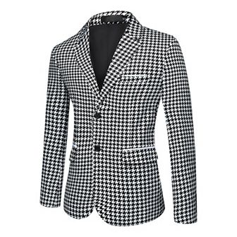 Men's Classic Fit Plaid Notch Lapel Two-Button Blazer