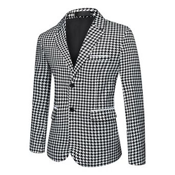 Men's Classic Fit Plaid Notch Lapel Two-Button Blazer